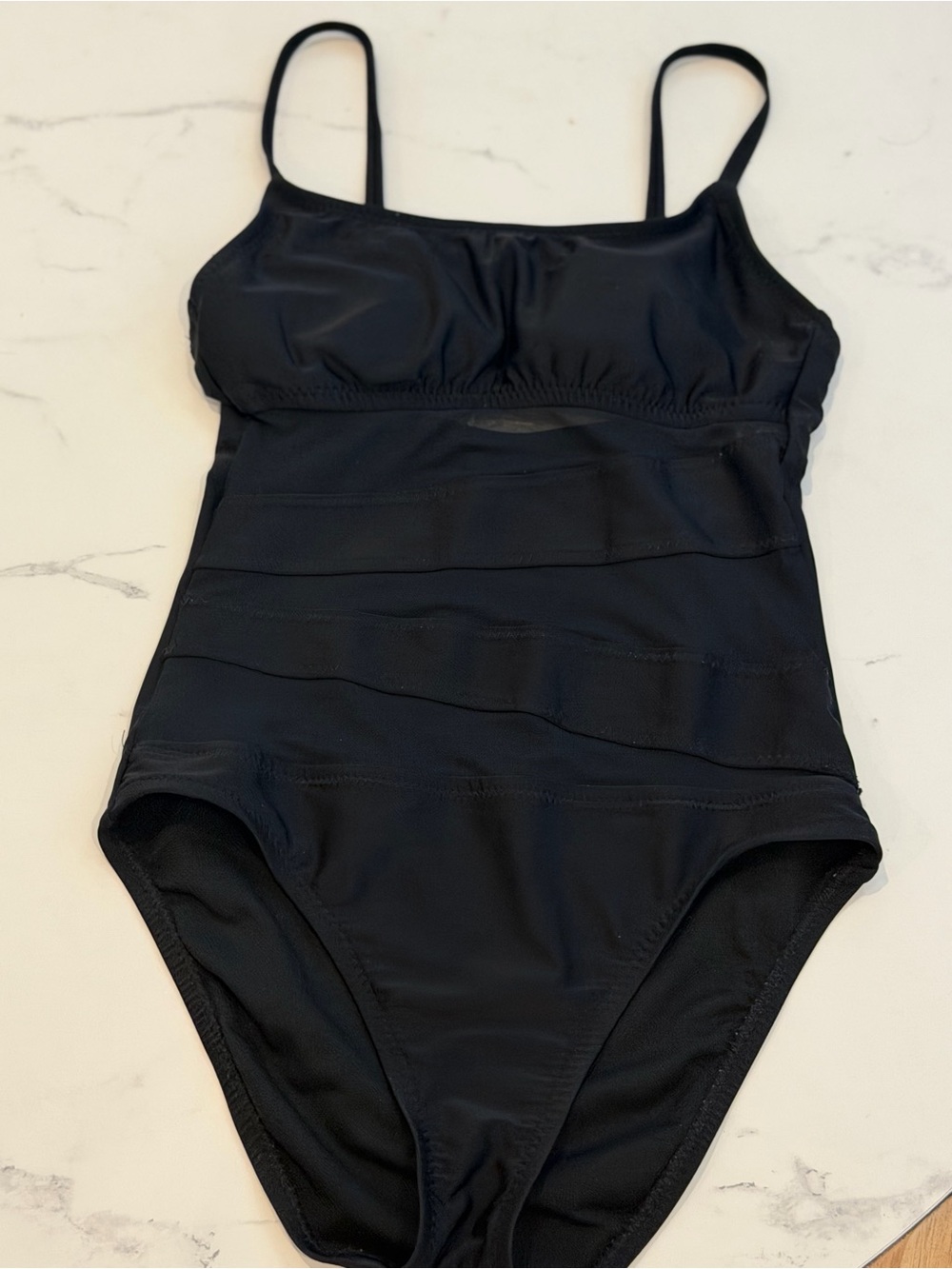 Shade & Shore Black Women’s One-Piece Swimsuit with Banding Detail